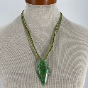 Art glass green pendant necklace